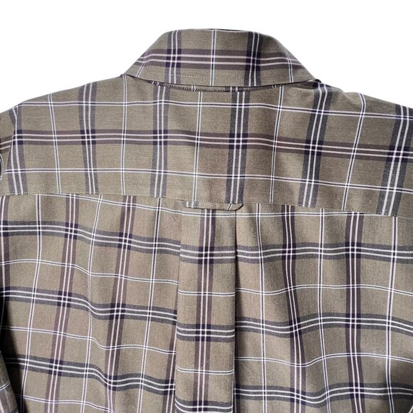 Orvis Mens XL Tan Plaid Button Down Shirt Cotton Collar Pocket Long Sleeve - Picture 9 of 12